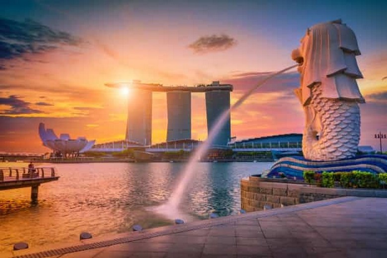 Merlion Park và vịnh Marina Bay Singapore